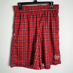 Warrior WarTech‎ Red Blue Plaid Lacrosse Shorts Men's Medium 100% Polyester EUC